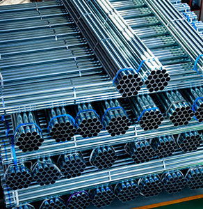 Picture of Black steel pipe and galvanized steel pipe.