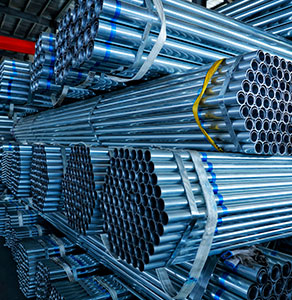 Picture of Black steel pipe and galvanized steel pipe.